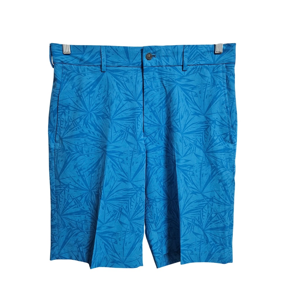 Walter Hagen Golf Shorts Mens 32 Blue Agave Print Perfect 11 Flat Front 10" NWT